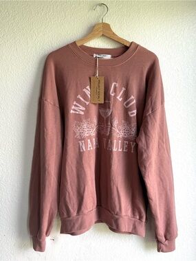 NWT PROJECT SOCIAL T Sweatshirt Rose Pink Napa Valley Graphic Tonal Size Large